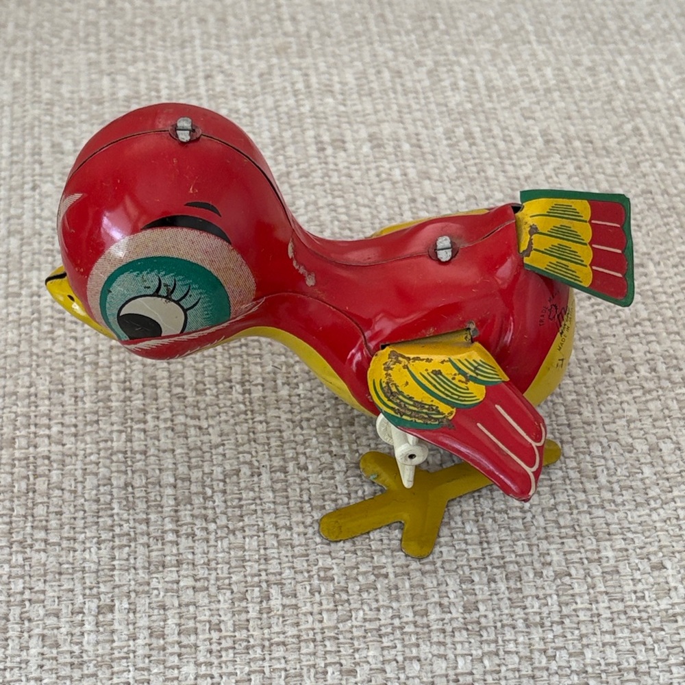 Mikuni Vintage Litho Tin Wind-Up Hopping Bird Toy